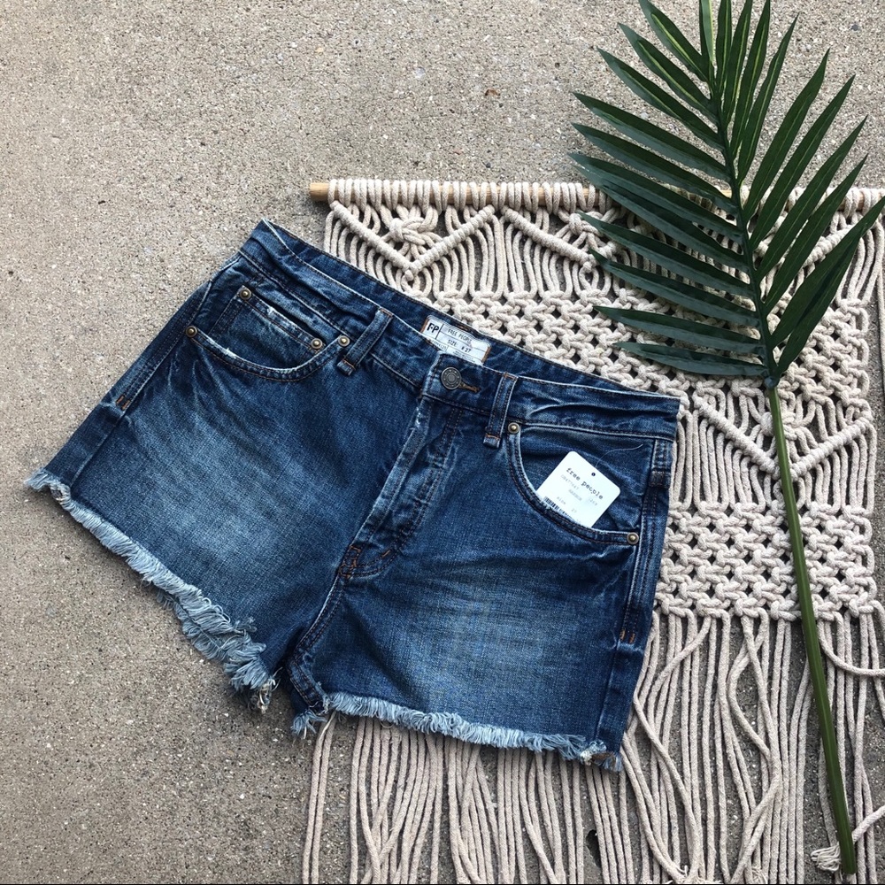 New Free People Frayed Hem Jean Shorts 27